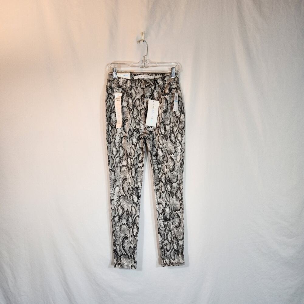 TINSELTOWN‎ Grey Gray White Reptile Snake Print Hi-Rise Skinny Pant Junior 5 NEW